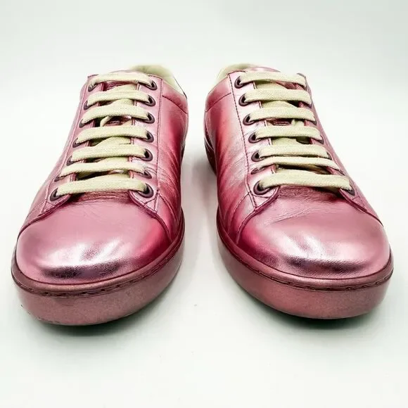 Gucci Ace GG Metallic Pink Sneakers Trainers EU 37 US 7